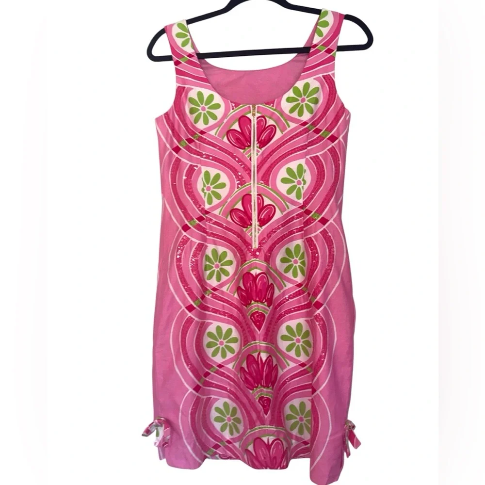 Lilly Pulitzer Jubilee shift dress sleeveless size 4 pink with sequins - Picture 2 of 11